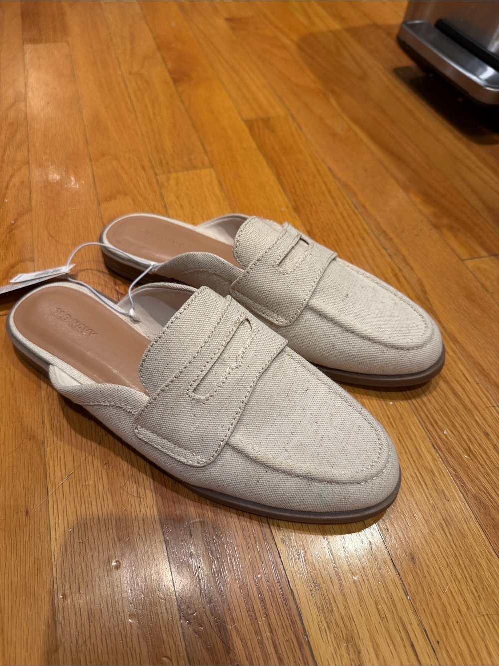 Old Navy Beige Canvas Slip-On Penny Loafers